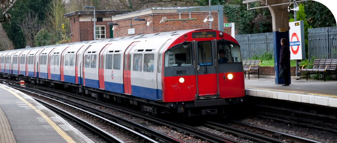 Photo of a london underground train at ealing common